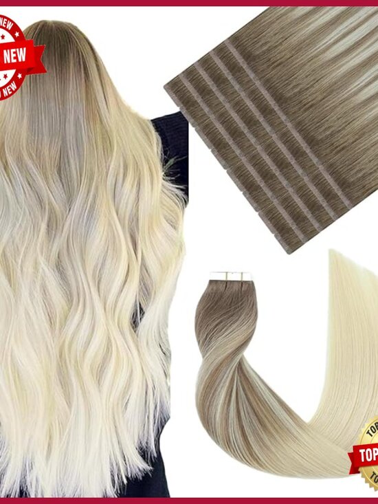 Real Human Hair Tape-In Extensions 20pcs 50g Seamless Lightweight Reusable